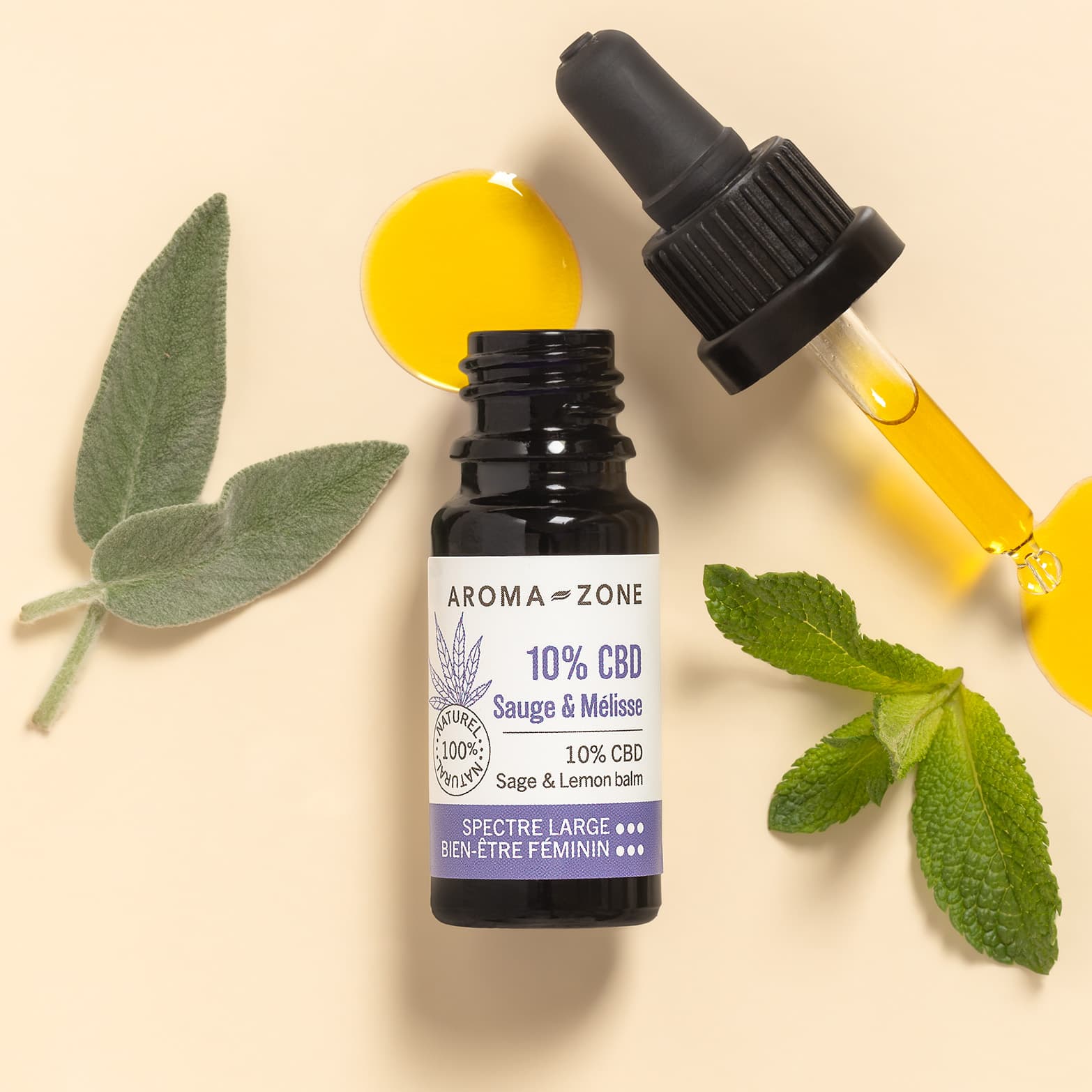 Huile CBD 10% Sauge & Mélisse